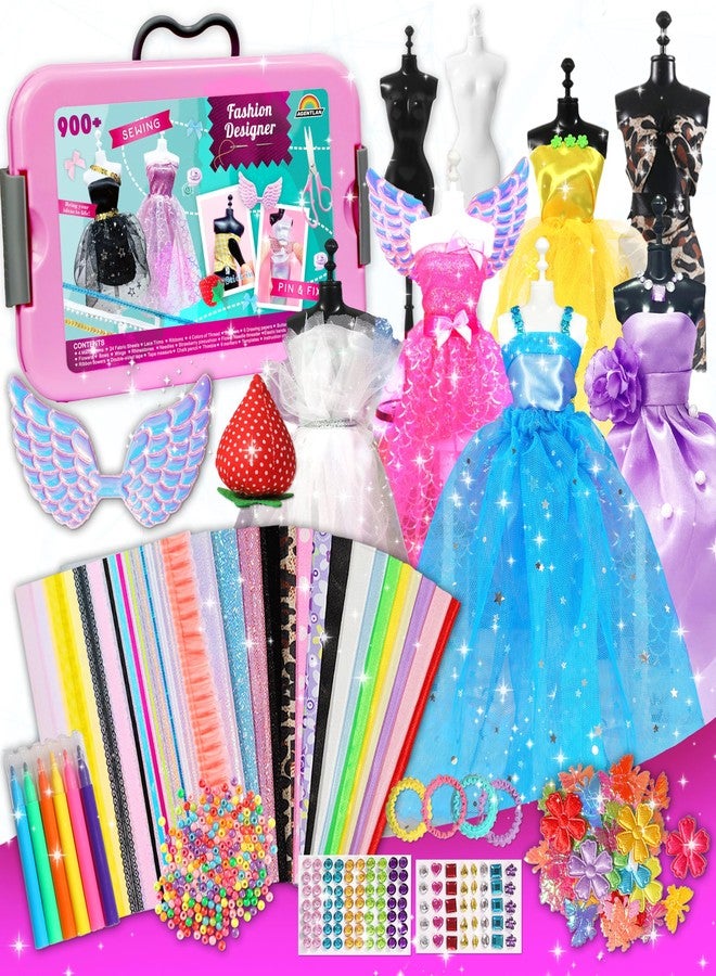 AGENTLAN 900+ Fashion Designer Kits for Girls with Mannequins-Kids Sewing Kits，Girls Fashion Design Gift，Arts and Crafts Kit，Girl Craft Activities Age 6 7 8 9 10 11 12 - Image 1